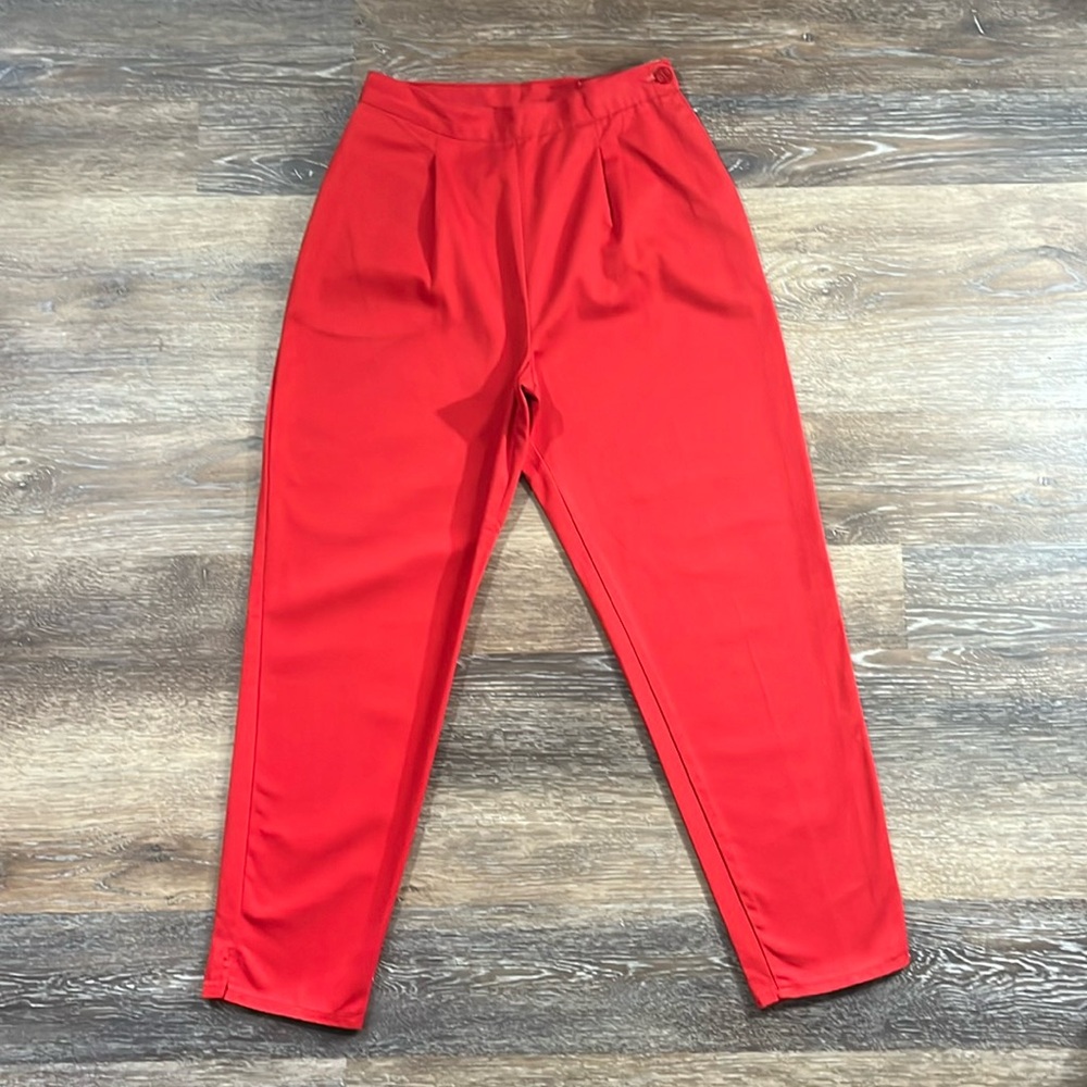 Vintage Women's Wrangler Fire Engine Red Cotton High Waisted/ High Rise Trousers
